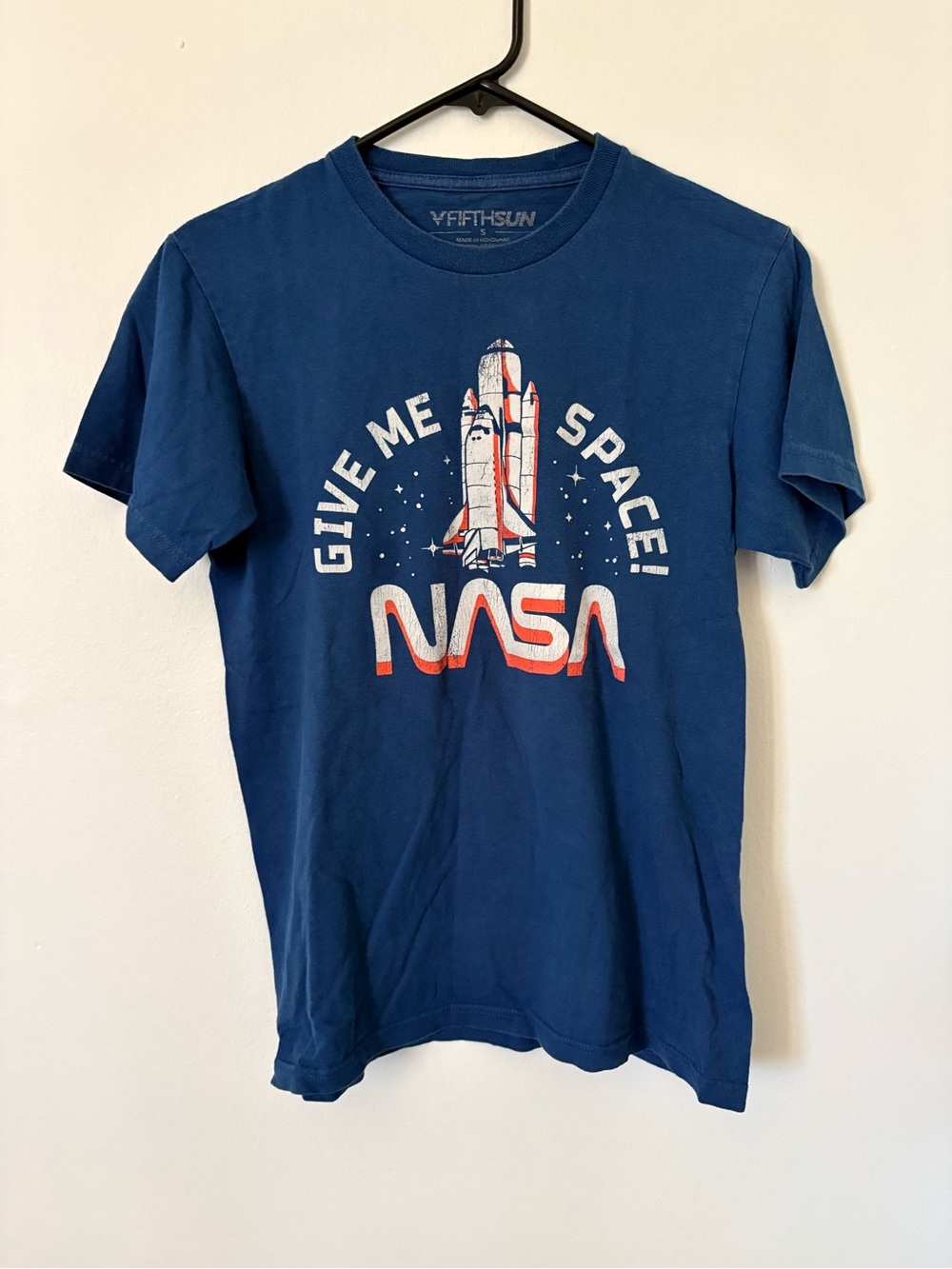 Fifth Sun Blue Graphic Tee with White and Red Accents